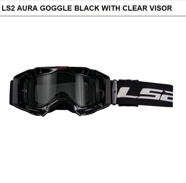 LS2 AURA GOGGLE BLACK WITH CLEAR VISOR