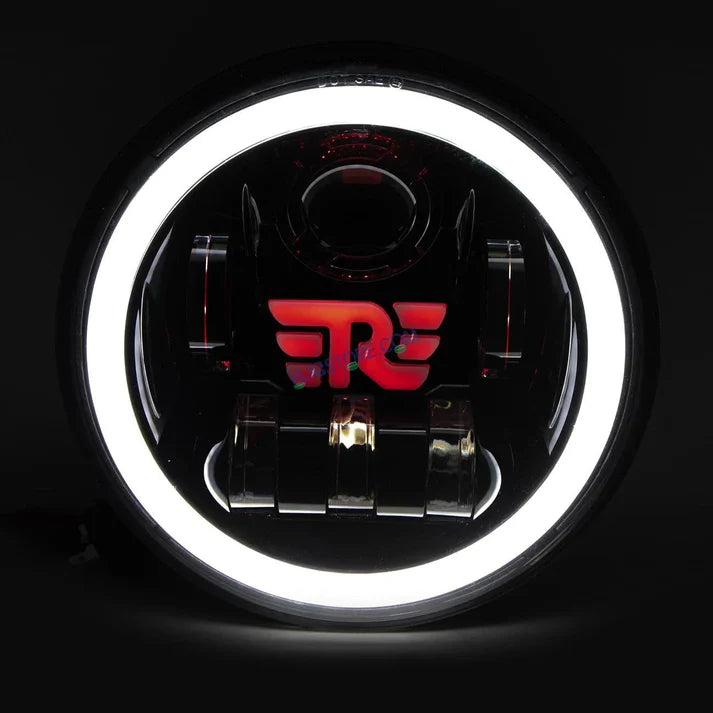 HJG 7 Inch RE Logo White LED Headlight