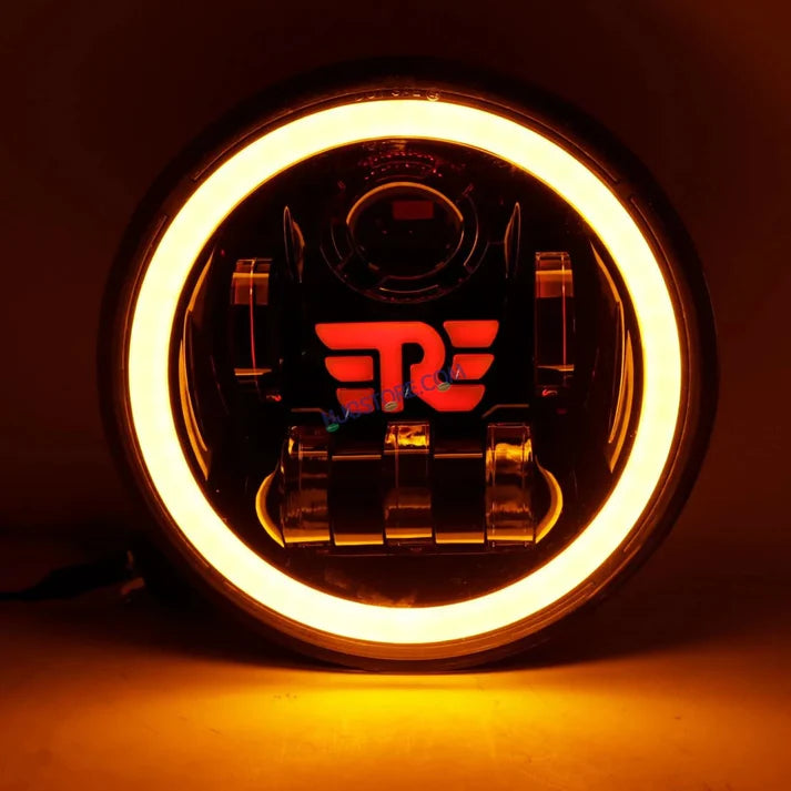 HJG 7 Inch RE Logo White LED Headlight