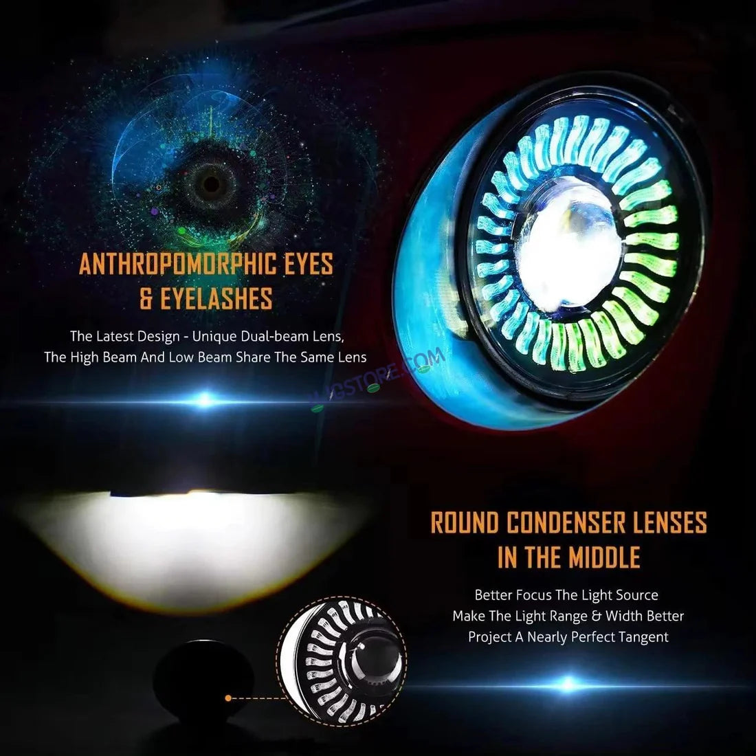 HJG 7 Inch White LED Headlight Chakra