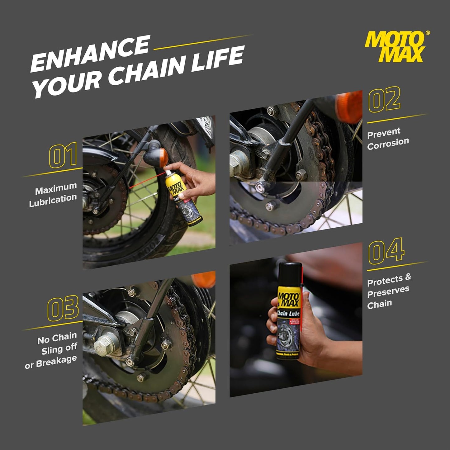 Motomax Chain Lube Aerosol Spray 200 ml