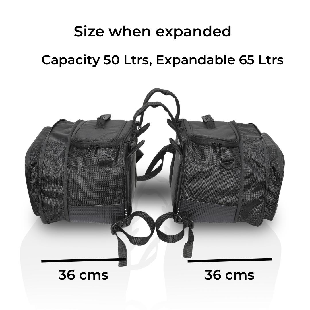 Stallion Saddlebag 50Ltrs expandable up to 65Ltrs with Rain Cover and Drybags