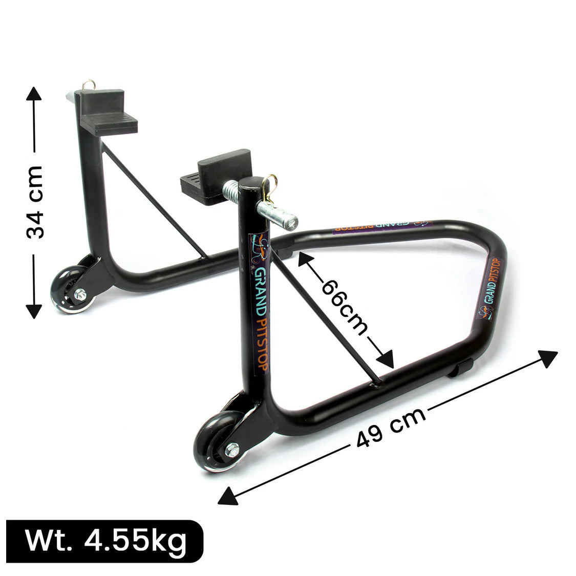 Non-Dismantable Universal Rear Paddock Stand with Skate Wheels