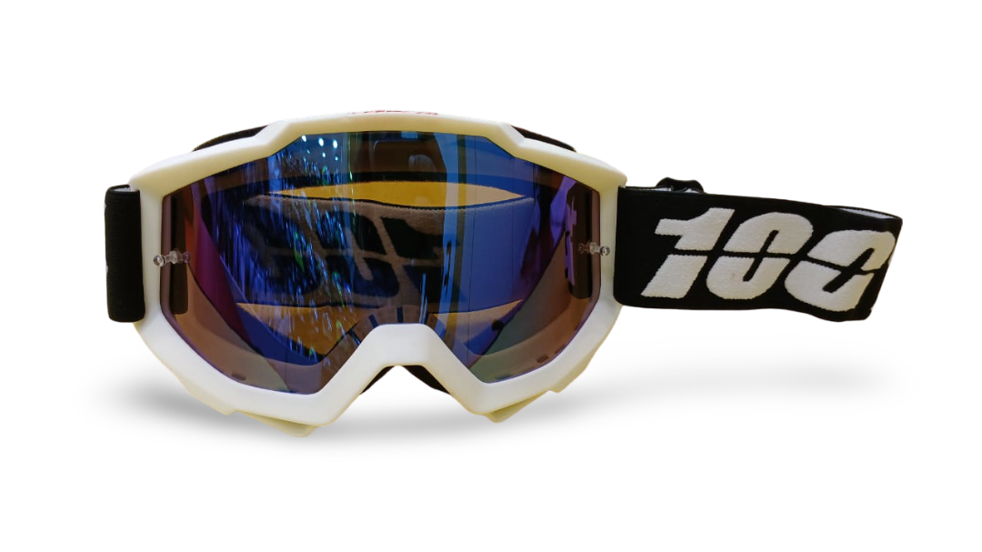 100% RIDING GOGGLE ACCURI - BLACK WHITE - BLUE MIRROR LENS