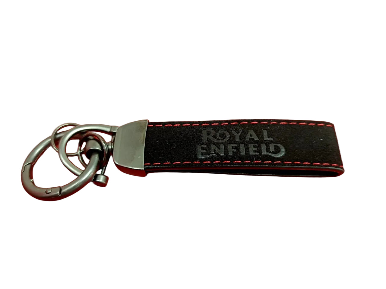 ROYAL ENFIELD BLACK SUEDE LEATHER KEYCHAIN