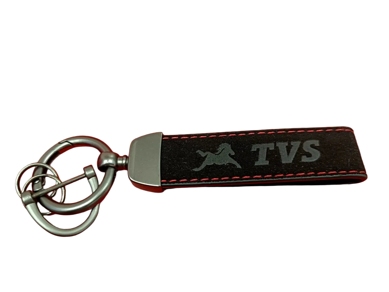 TVS BLACK SUEDE LEATHER KEYCHAIN