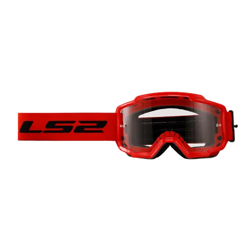 LS2 CHARGER PRO GOGGLE RED WITH CLEAR VISOR