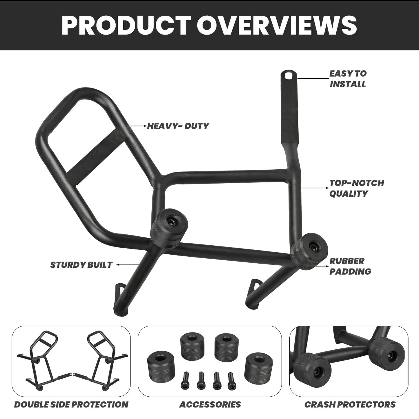 Crash Guard with 4 Slider Black (Hero Xtreme 160R 4V)