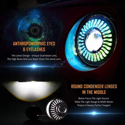 HJG 7 Inch White LED Headlight Chakra