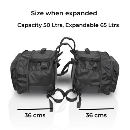 Stallion Saddlebag 50Ltrs expandable up to 65Ltrs with Rain Cover and Drybags