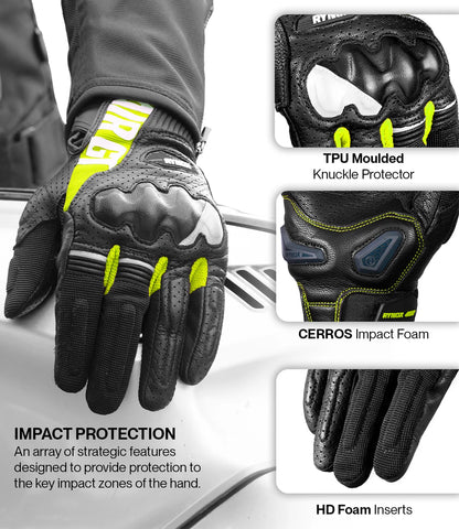 RYNOX AIR GT 2 GLOVES - Black Hi-Viz Green