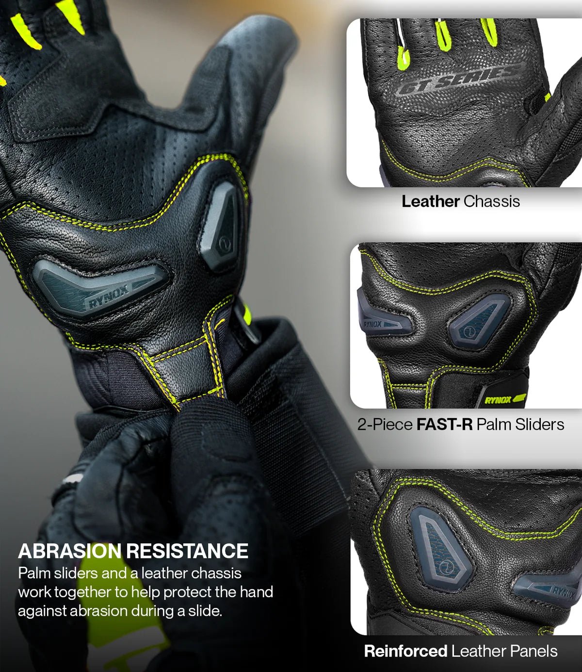 RYNOX AIR GT 2 GLOVES - Black Hi-Viz Green