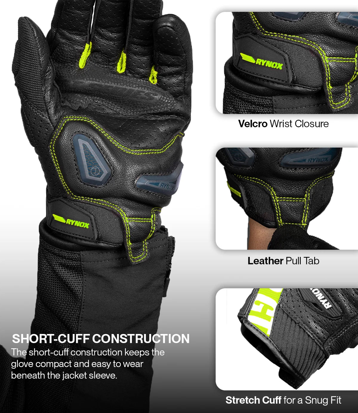 RYNOX AIR GT 2 GLOVES - Black Hi-Viz Green
