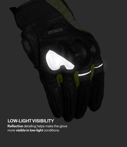RYNOX AIR GT 2 GLOVES - Black Hi-Viz Green
