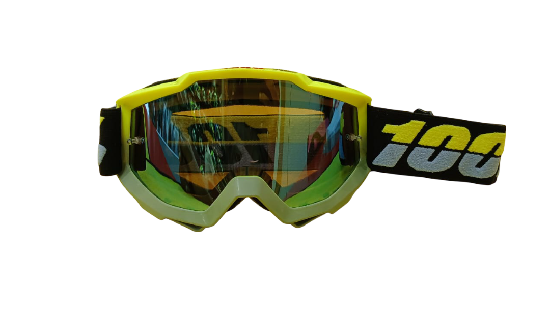 100% RIDING GOGGLE ACCURI - NEON GREY - LIGHT BLUE MIRROR LENS