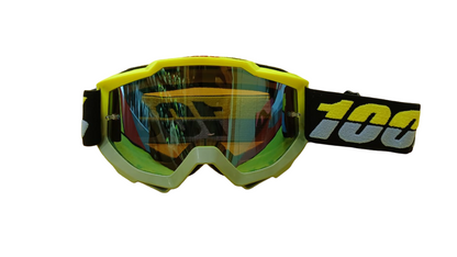 100% RIDING GOGGLE ACCURI - NEON GREY - LIGHT BLUE MIRROR LENS