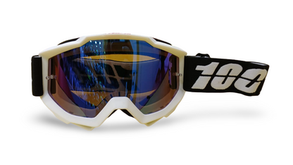 100% RIDING GOGGLE ACCURI - BLACK WHITE - BLUE MIRROR LENS