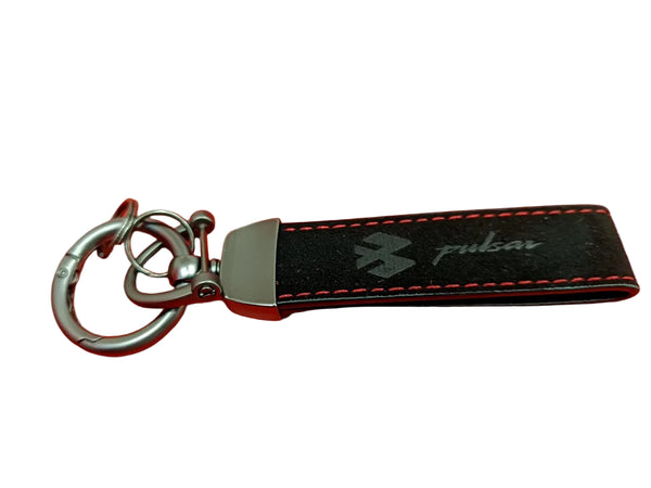 PULSAR BLACK SUEDE LEATHER KEYCHAIN