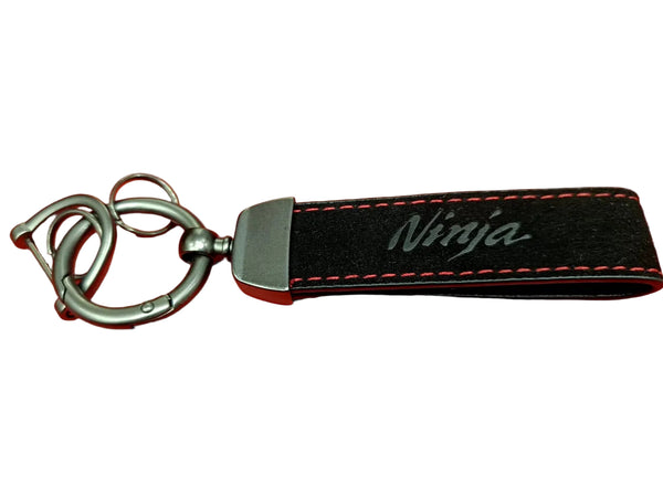 NINJA BLACK SUEDE LEATHER KEYCHAIN