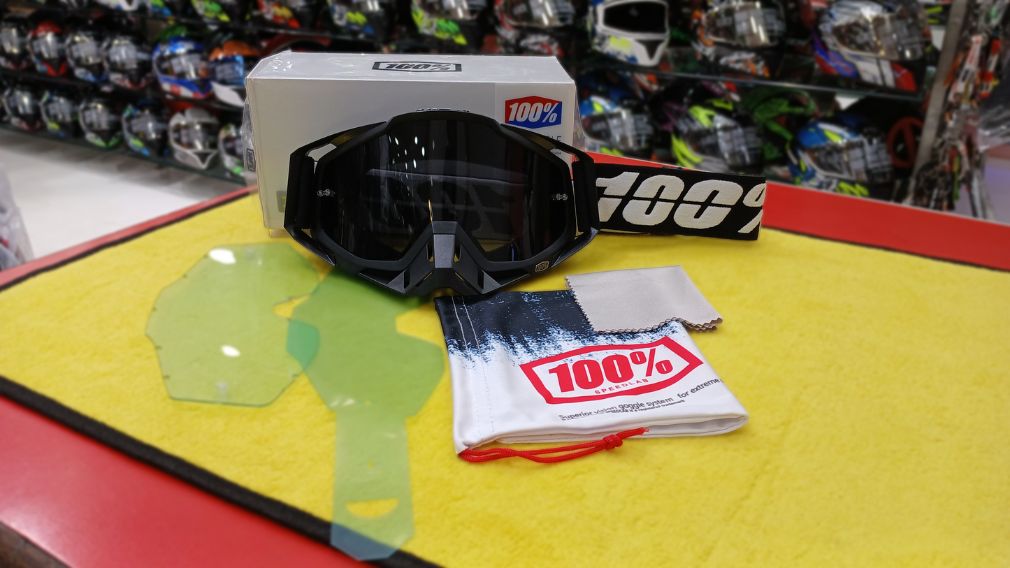 100% RIDING GOGGLE RACE CRAFT - BLACK -BLACK MIRROR LENS