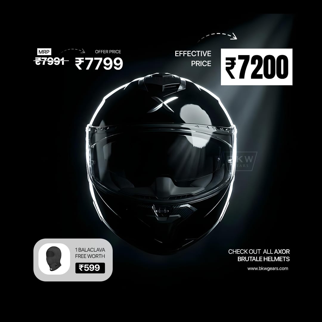 Brutale Solid Colors Dual Spoiler Helmet + Complimentary Balaclava worth 599