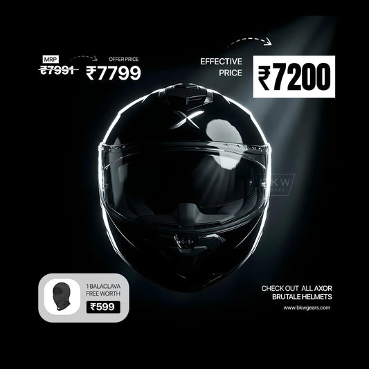 Brutale Solid Colors Dual Spoiler Helmet + Complimentary Balaclava worth 599