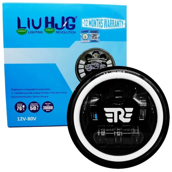 HJG 7 Inch RE Logo White LED Headlight