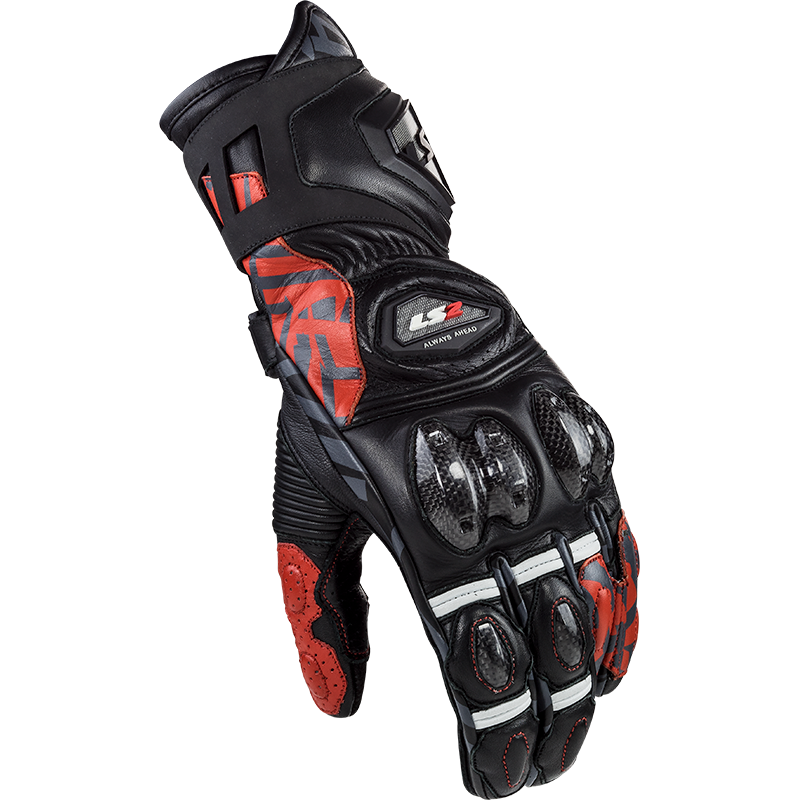 LS2 FENG RACING GLOVES BLACK RED